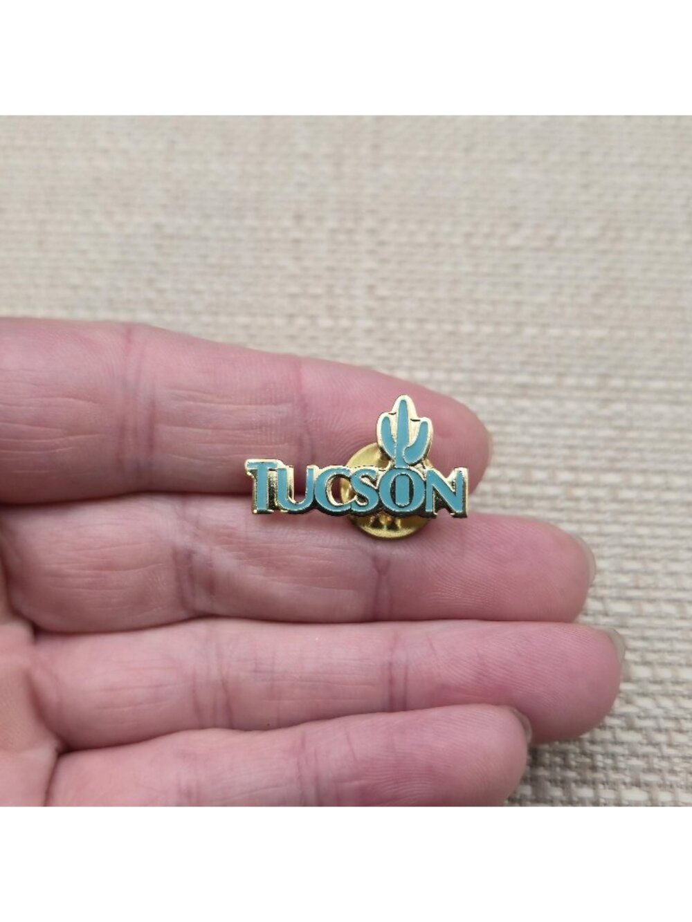 Vintage Tucson Arizona Cactus Travel Souvenir Enamel Lapel Pin Badge A8767
